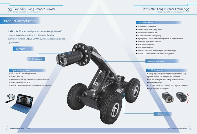360 Degree Rotation and Remote Control Pipe Inspection Camera  Robotic Crawler System 5